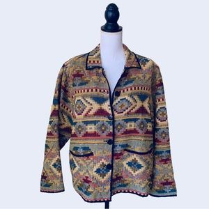 VINTAGE SOUTHWEST TAPESTRY JACKET AZTEC PRINT JACKET